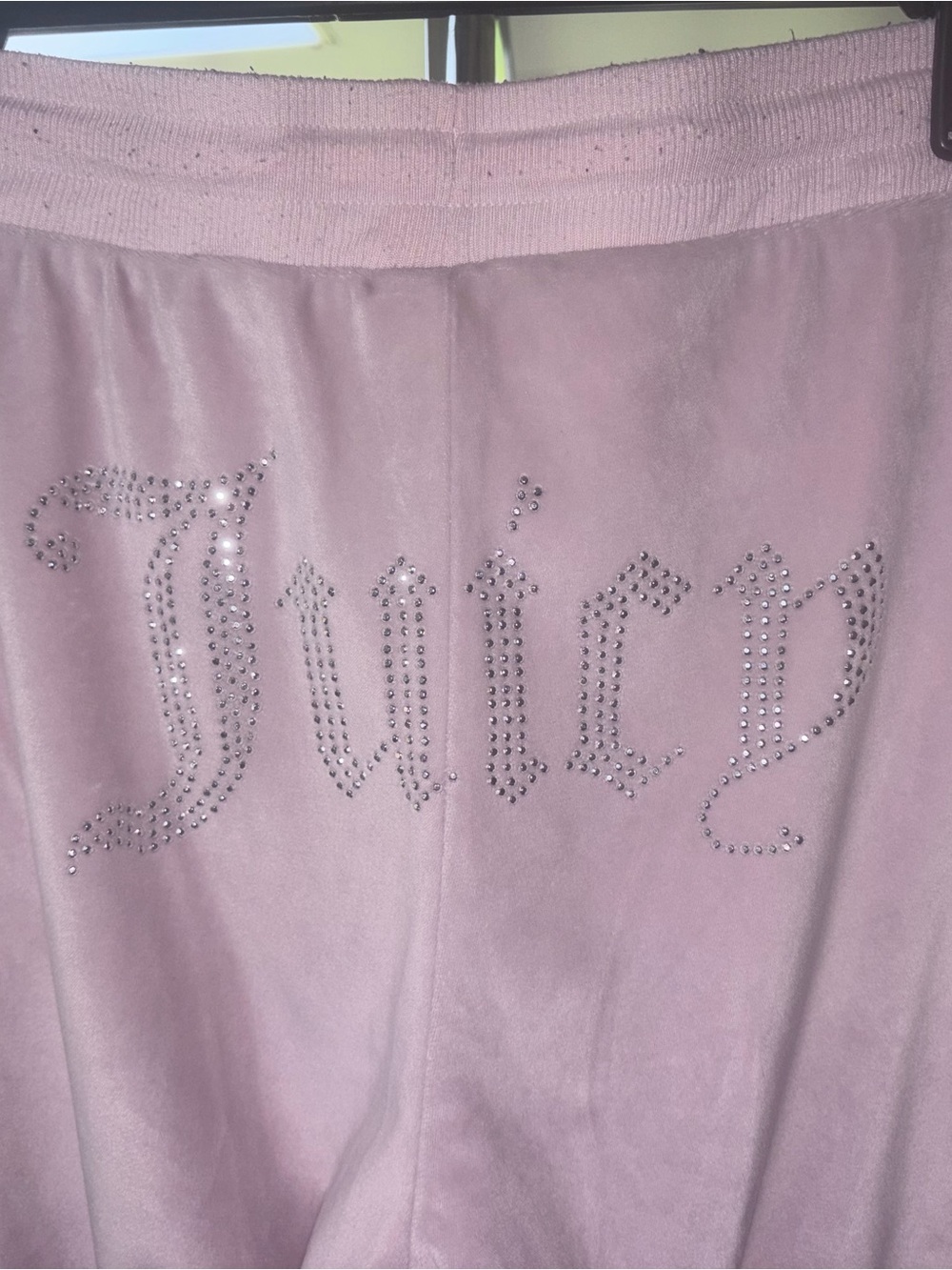 Juicy Couture Light Pink Rhinestone Logo Velour Pants